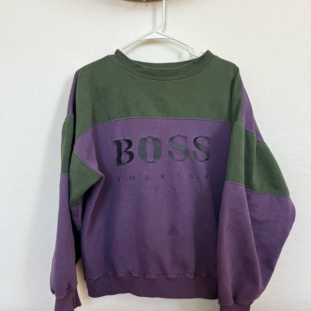 BOSS Men's Sweater in Purple and Green